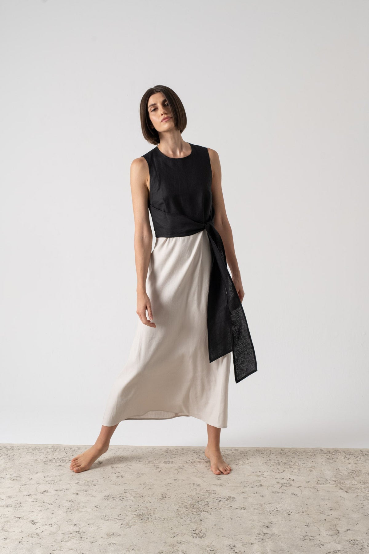 Amal Wrap Dress Black and Natural Luxmii
