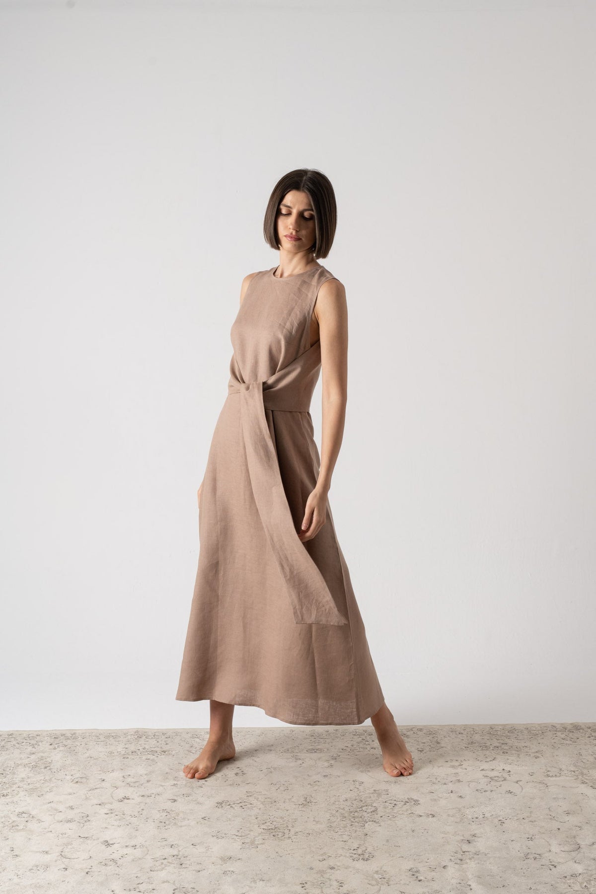 Amal Wrap Dress Mocha-Taupe Luxmii
