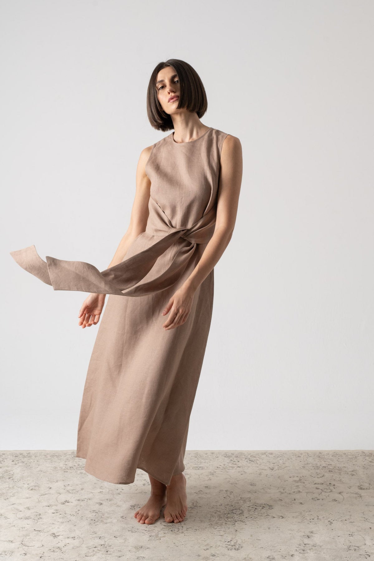 Amal Wrap Dress Mocha-Taupe Luxmii