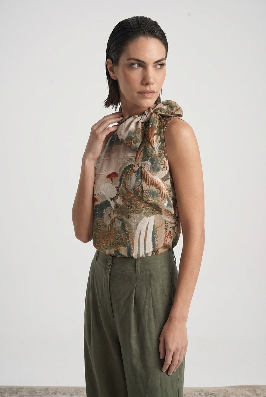 Axel Tie Top Minhwa Print Luxmii