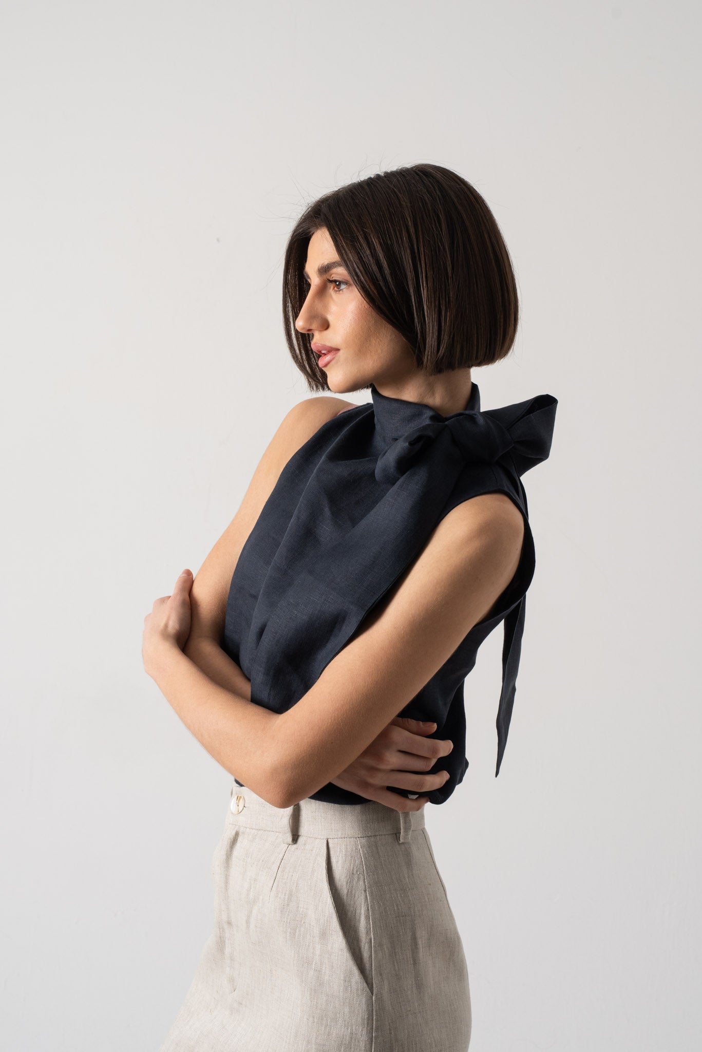 Axel Tie Top Navy Luxmii