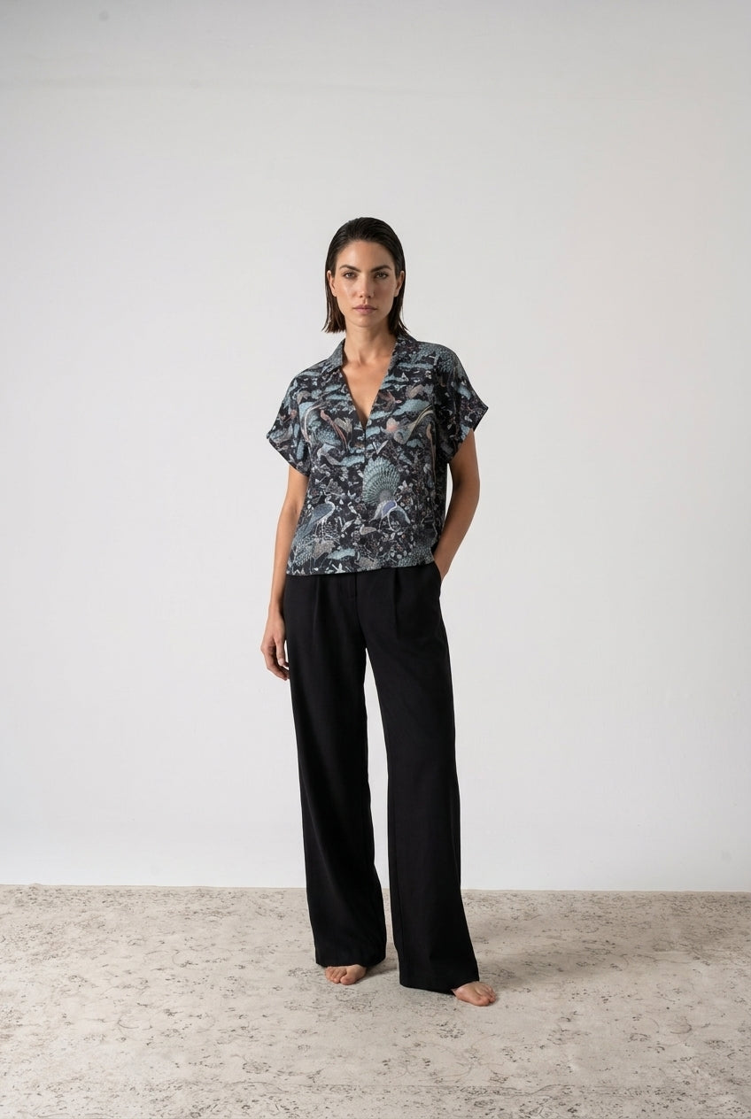 Collo Alto Top Najeon Print Luxmii