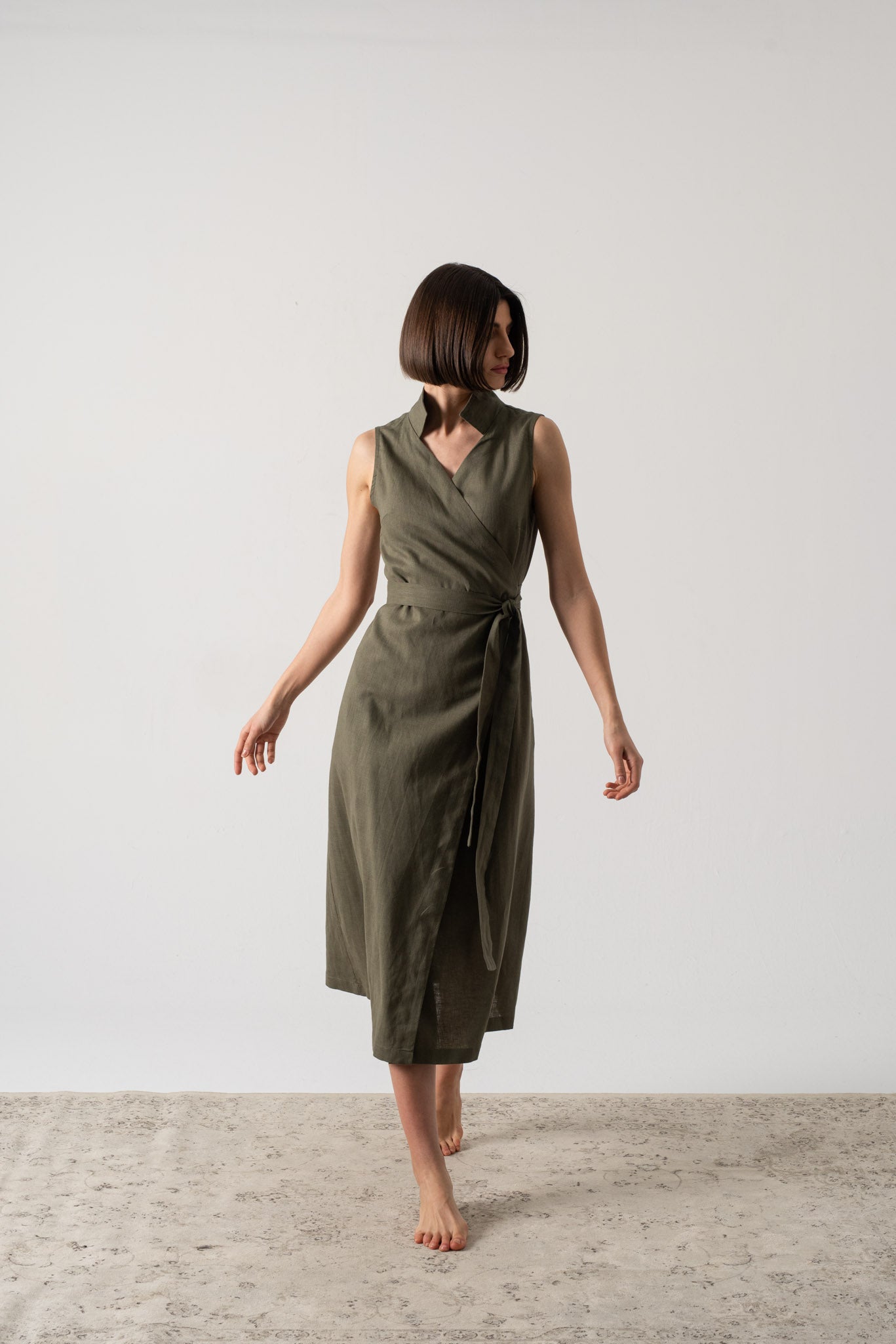 Cora Wrap Dress Khaki Luxmii