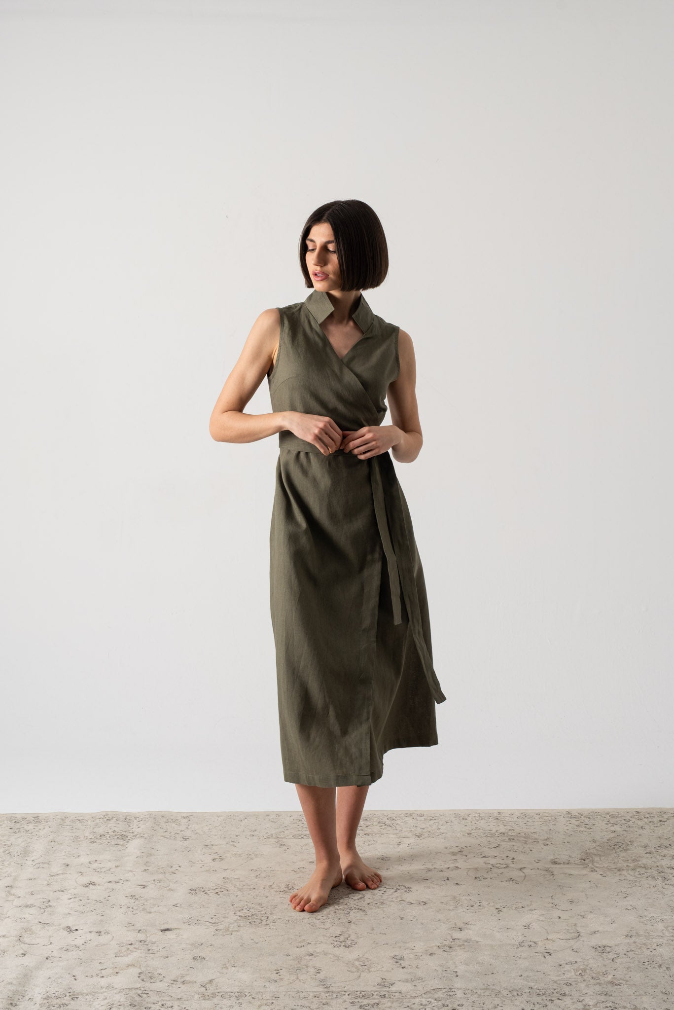 Cora Wrap Dress Khaki Luxmii
