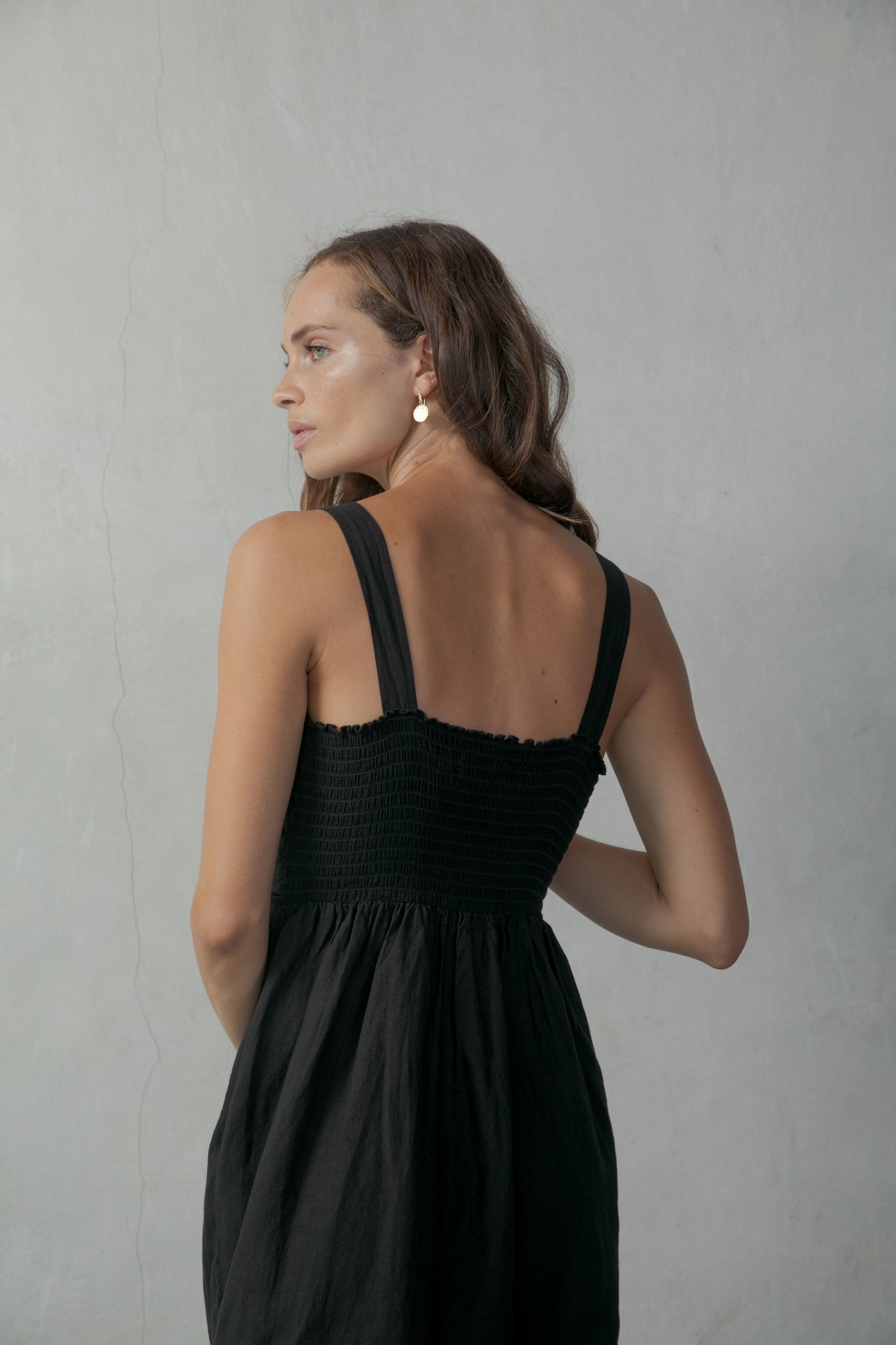 Farfalla Linen Midi Dress Black Luxmii