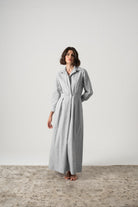 Halvar Linen Maxi Dress Midnight Blue Stripe Luxmii