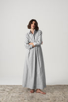Halvar Linen Maxi Dress Midnight Blue Stripe Luxmii