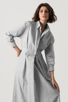 Halvar Linen Maxi Dress Midnight Blue Stripe Luxmii