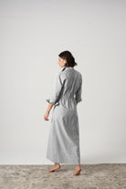 Halvar Linen Maxi Dress Midnight Blue Stripe Luxmii