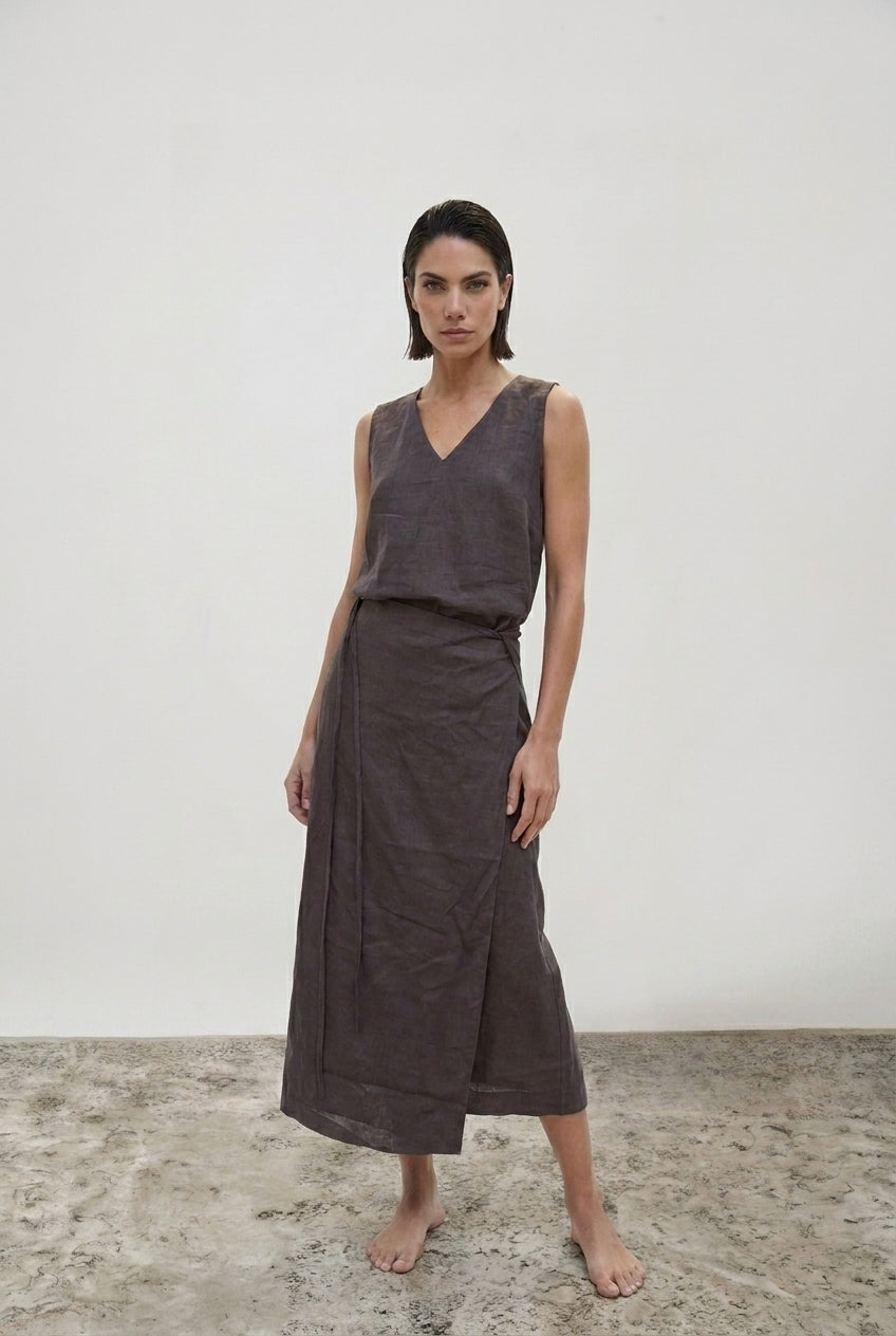 Isadora Wrap Dress Cocoa Luxmii