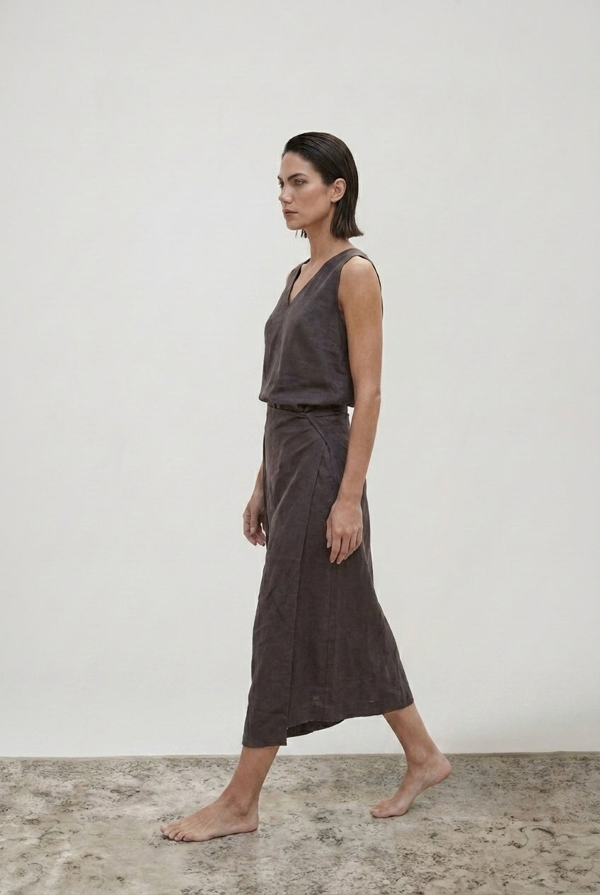 Isadora Wrap Dress Cocoa Luxmii