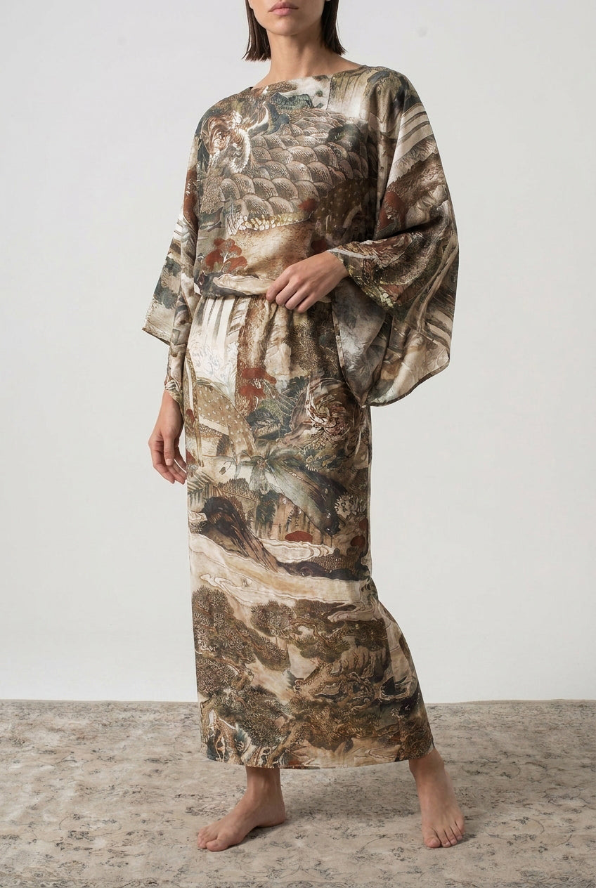 Kimonos Dress Minhwa Print Luxmii
