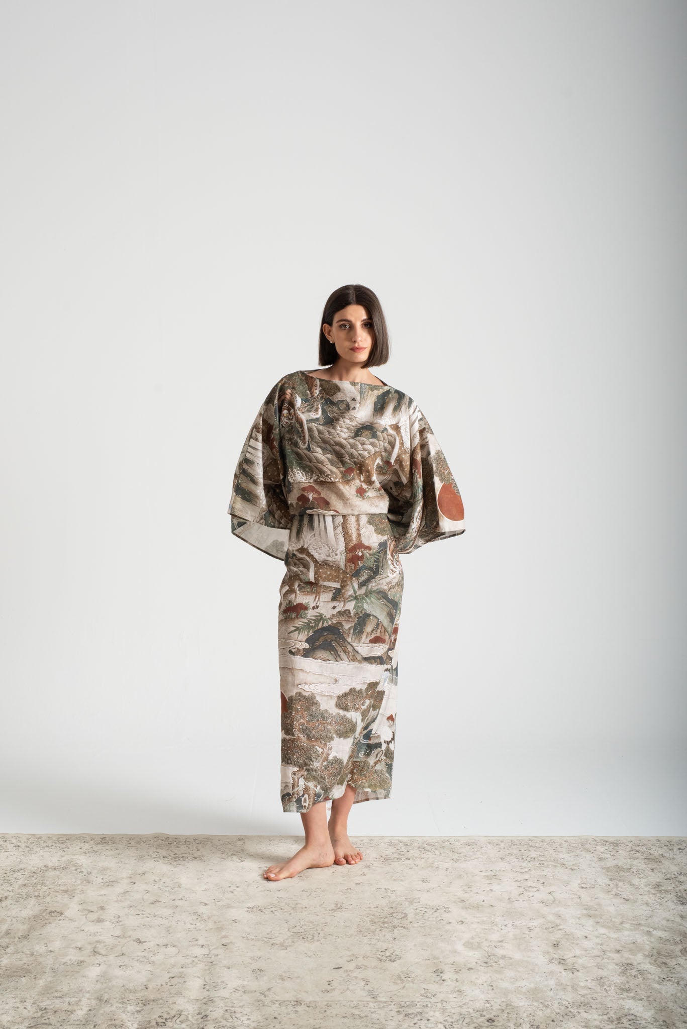Kimonos Dress Minhwa Print Luxmii