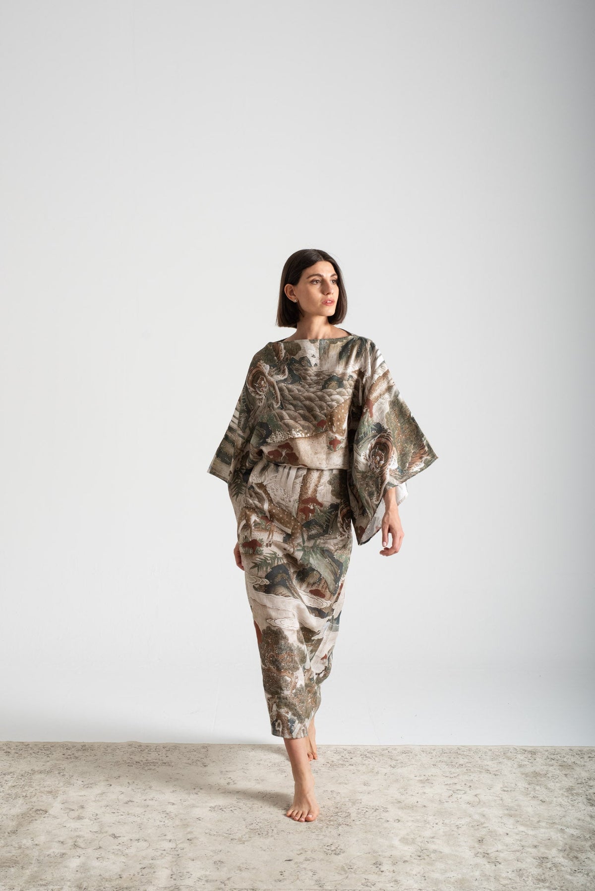 Kimonos Dress Minhwa Print Luxmii