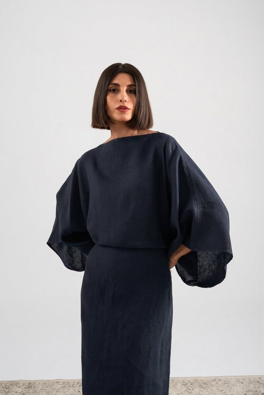 Kimonos Dress Navy Luxmii