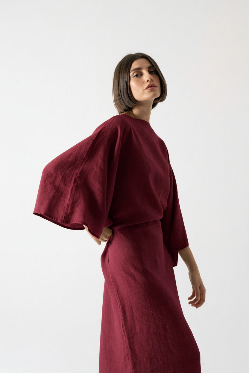 Kimonos Dress Wine Luxmii