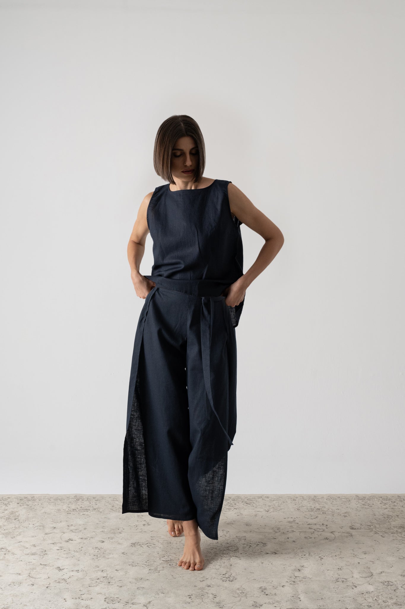 Zakai Wrap Pant Navy Luxmii