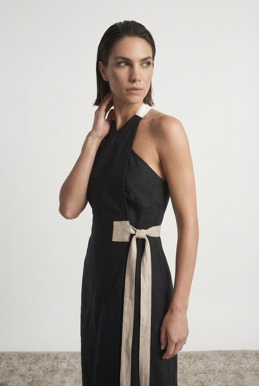 Zulu Wrap Dress in Black Luxmii