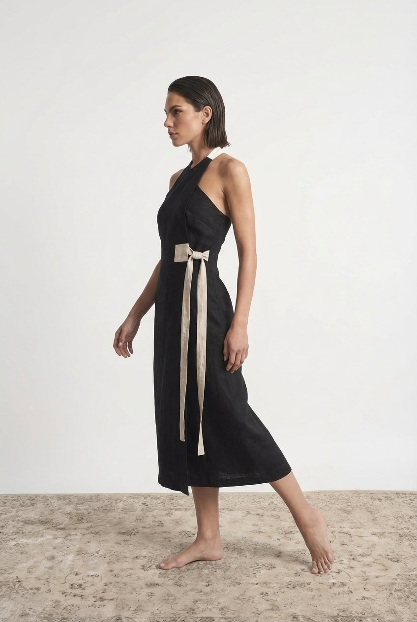 Zulu Wrap Dress in Black Luxmii