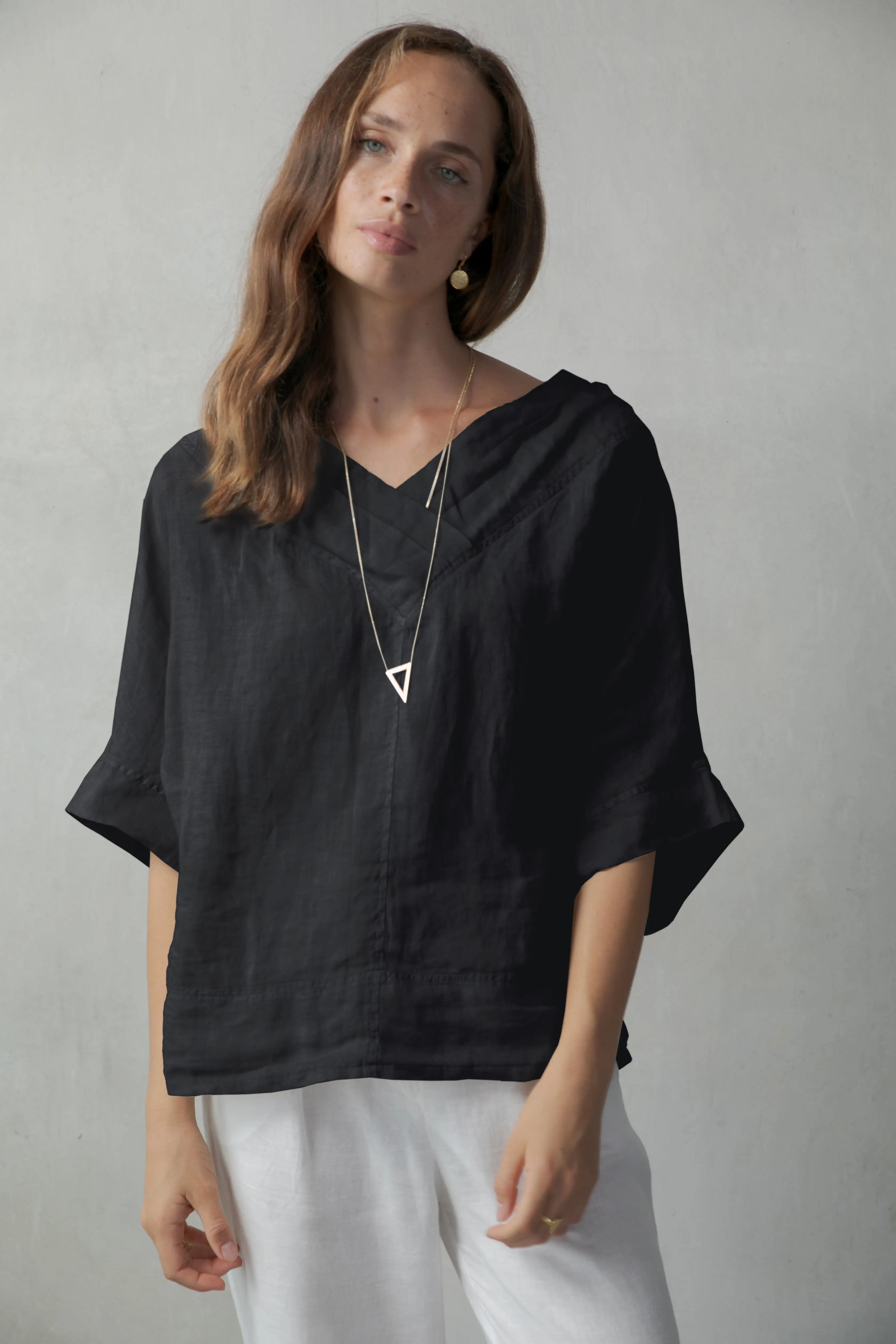 Architectures Linen Top Black Luxmii
