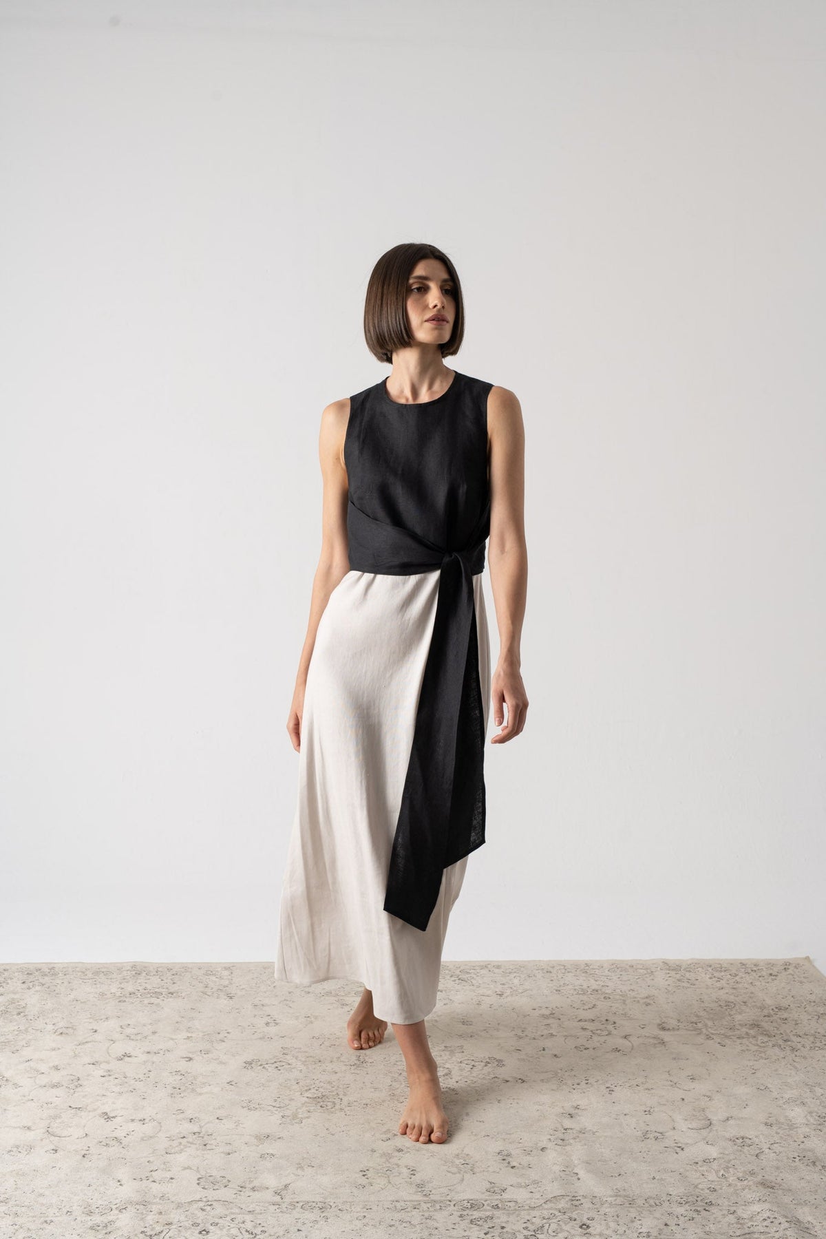 Amal Wrap Dress Black and Natural Luxmii