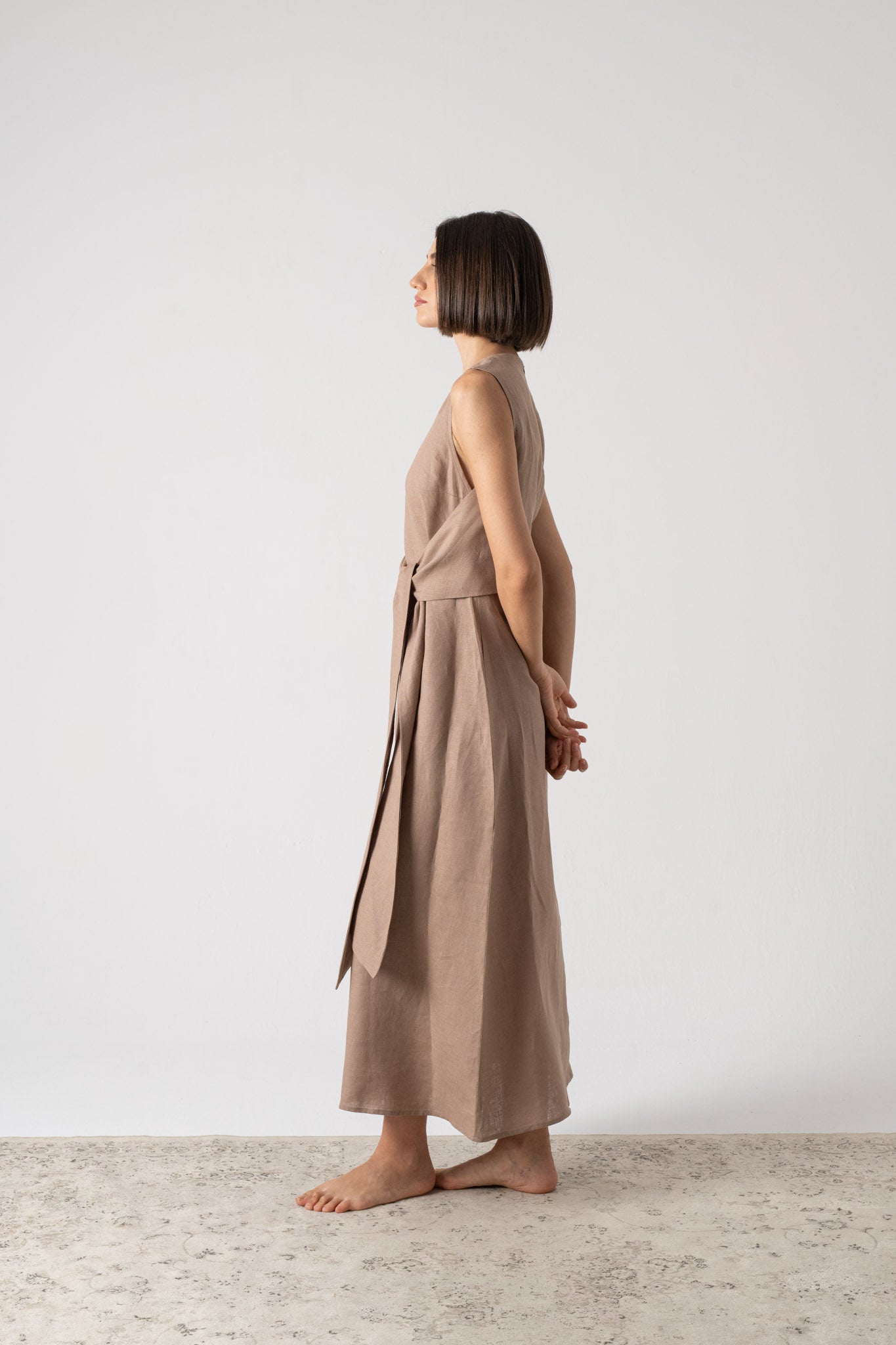 Amal Wrap Dress Mocha-Taupe Luxmii