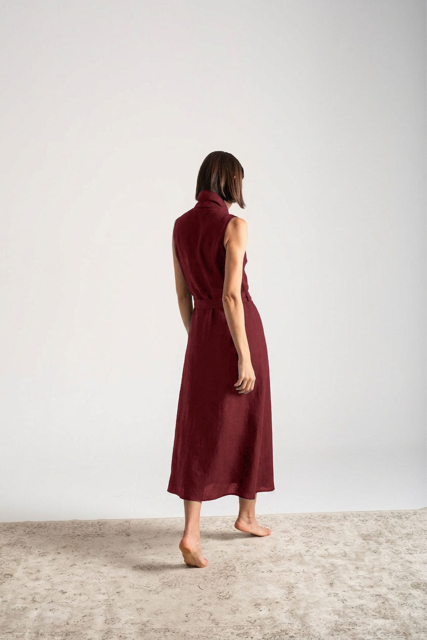Amara Cowl Neck Wrap Dress Wine Luxmii