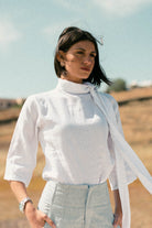 Ari Linen Tie Blouse White Luxmii