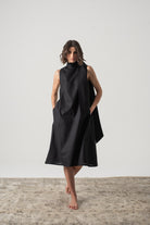 Axel Linen Tie Dress Black Luxmii