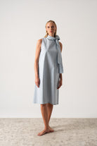 Axel Linen Tie Dress Sky Blue Luxmii