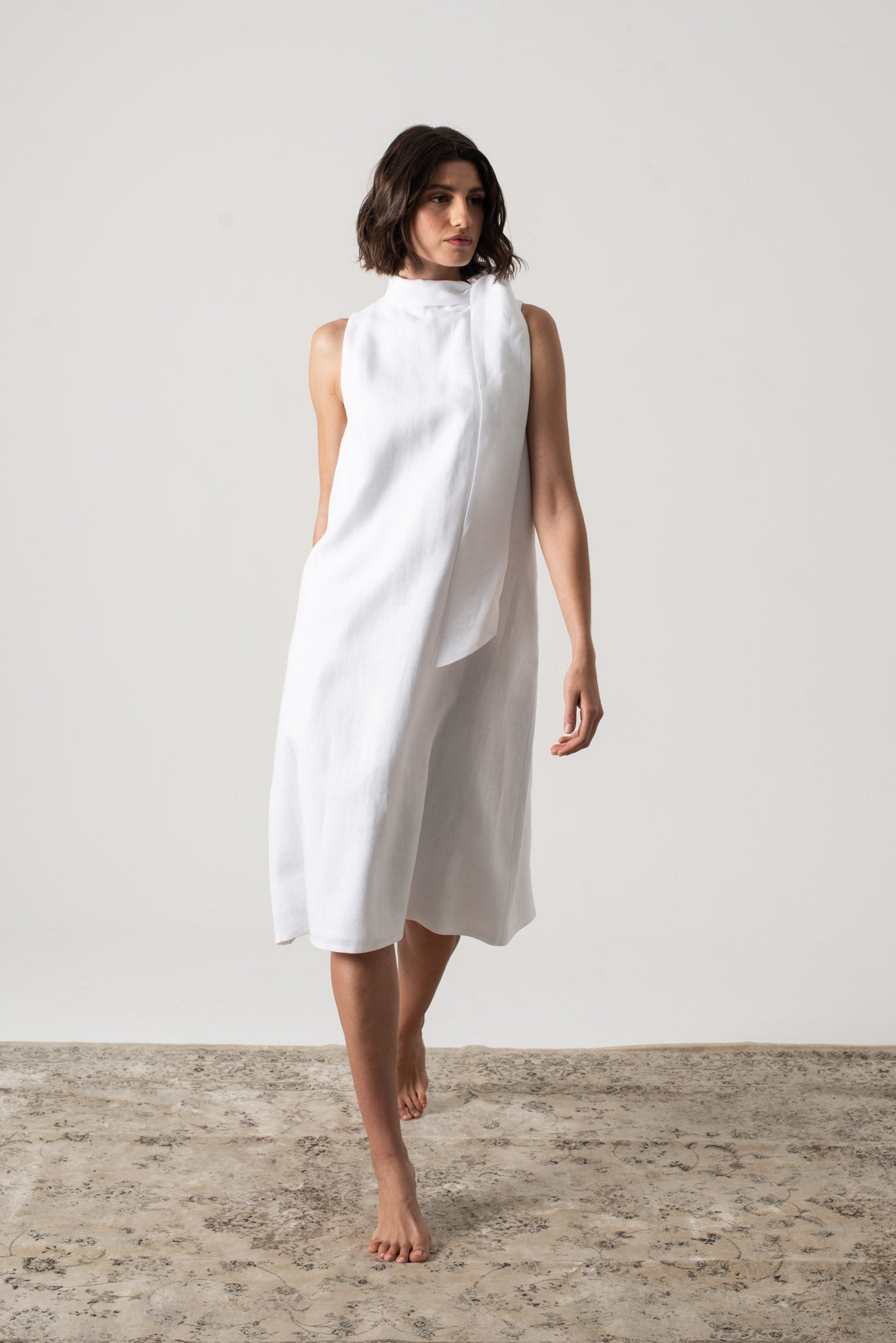knee length dresses for ladies Axel Tie Dress White