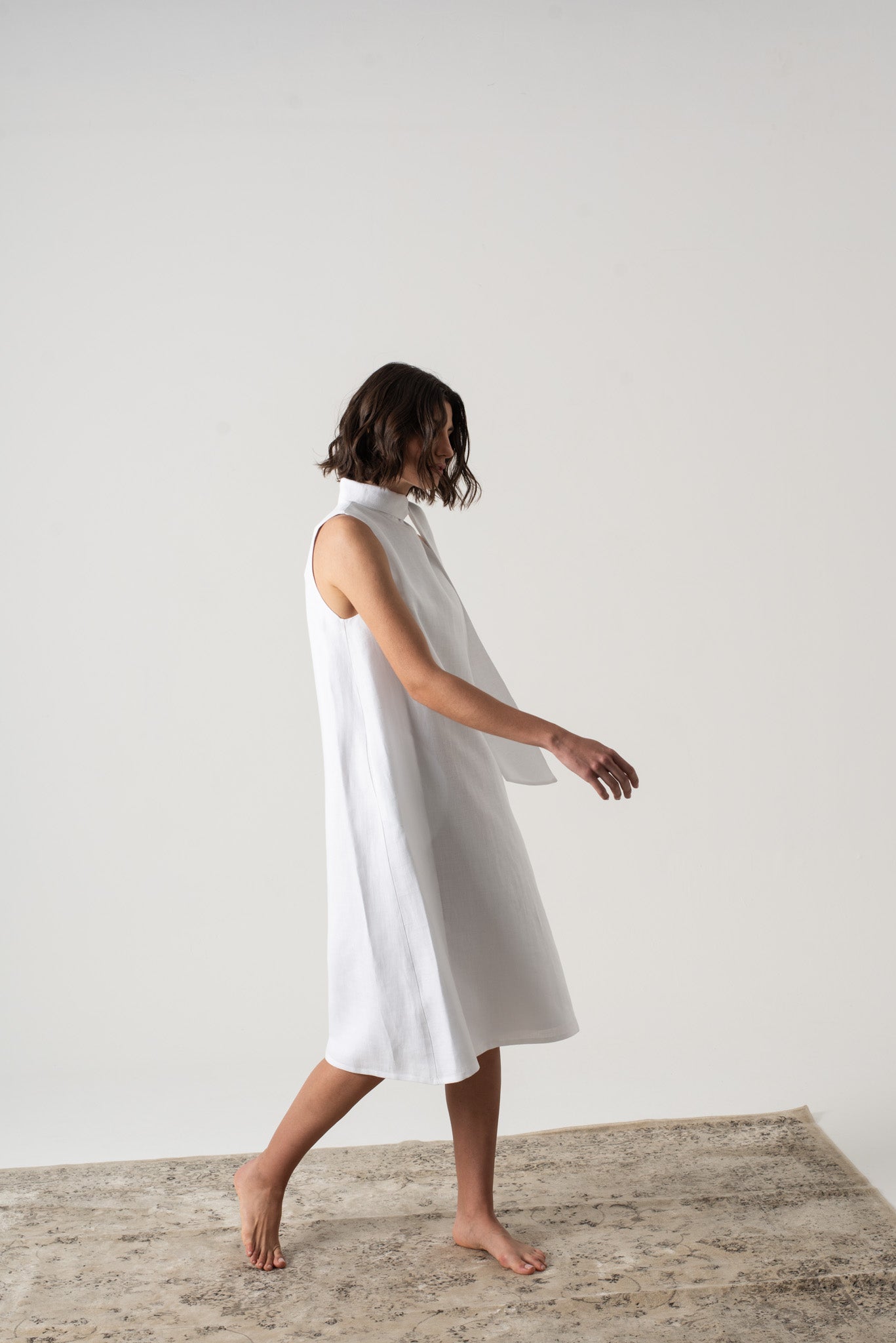 Axel Linen Tie Dress White Luxmii