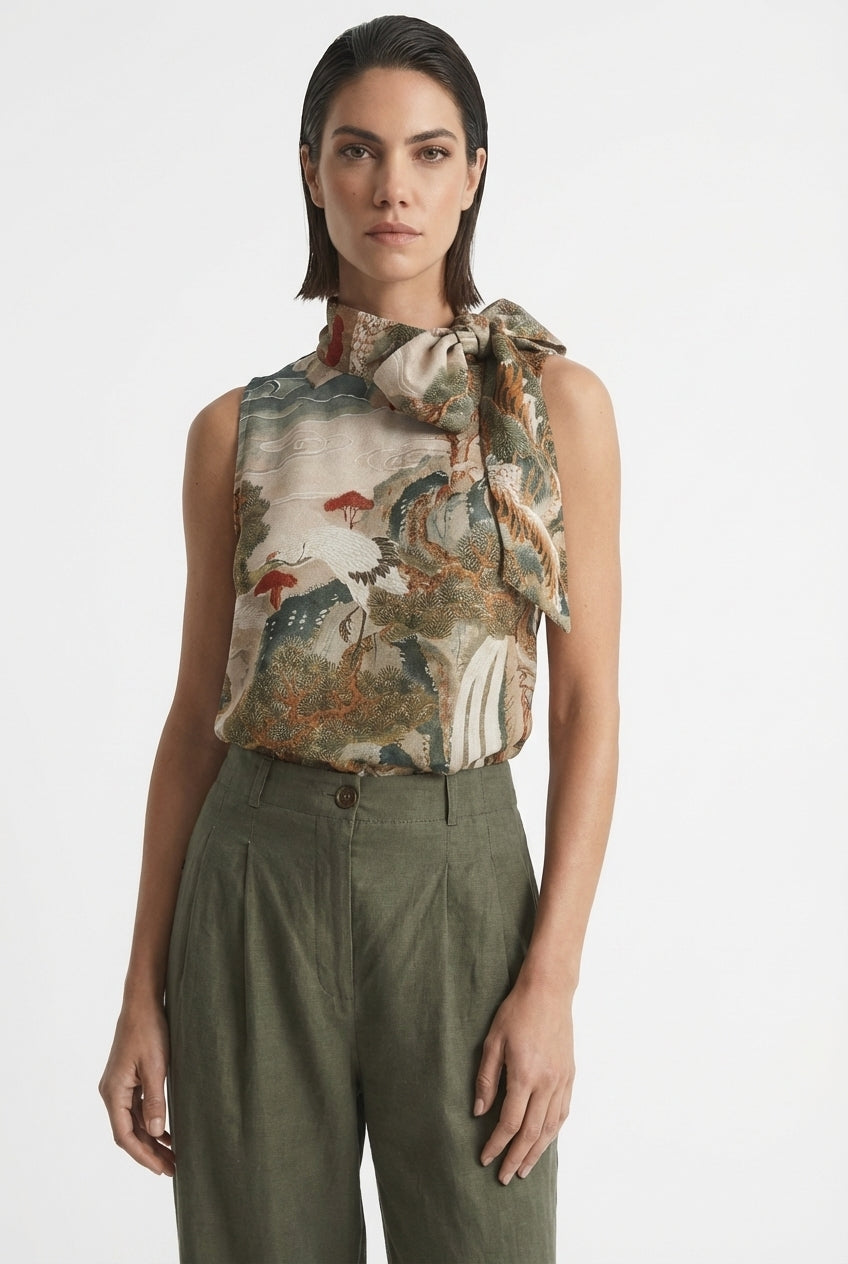 Axel Tie Top Minhwa Print Luxmii