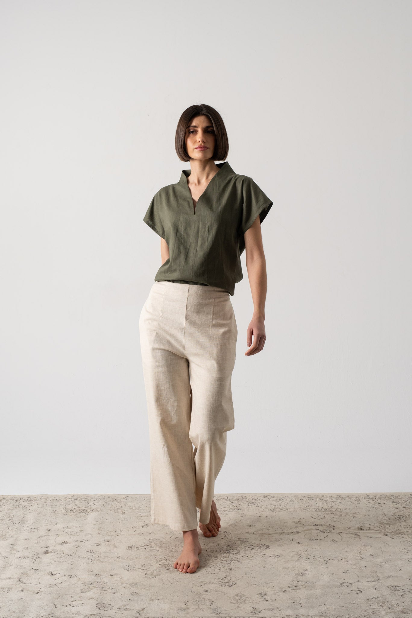 Collo Alto Top Khaki Luxmii