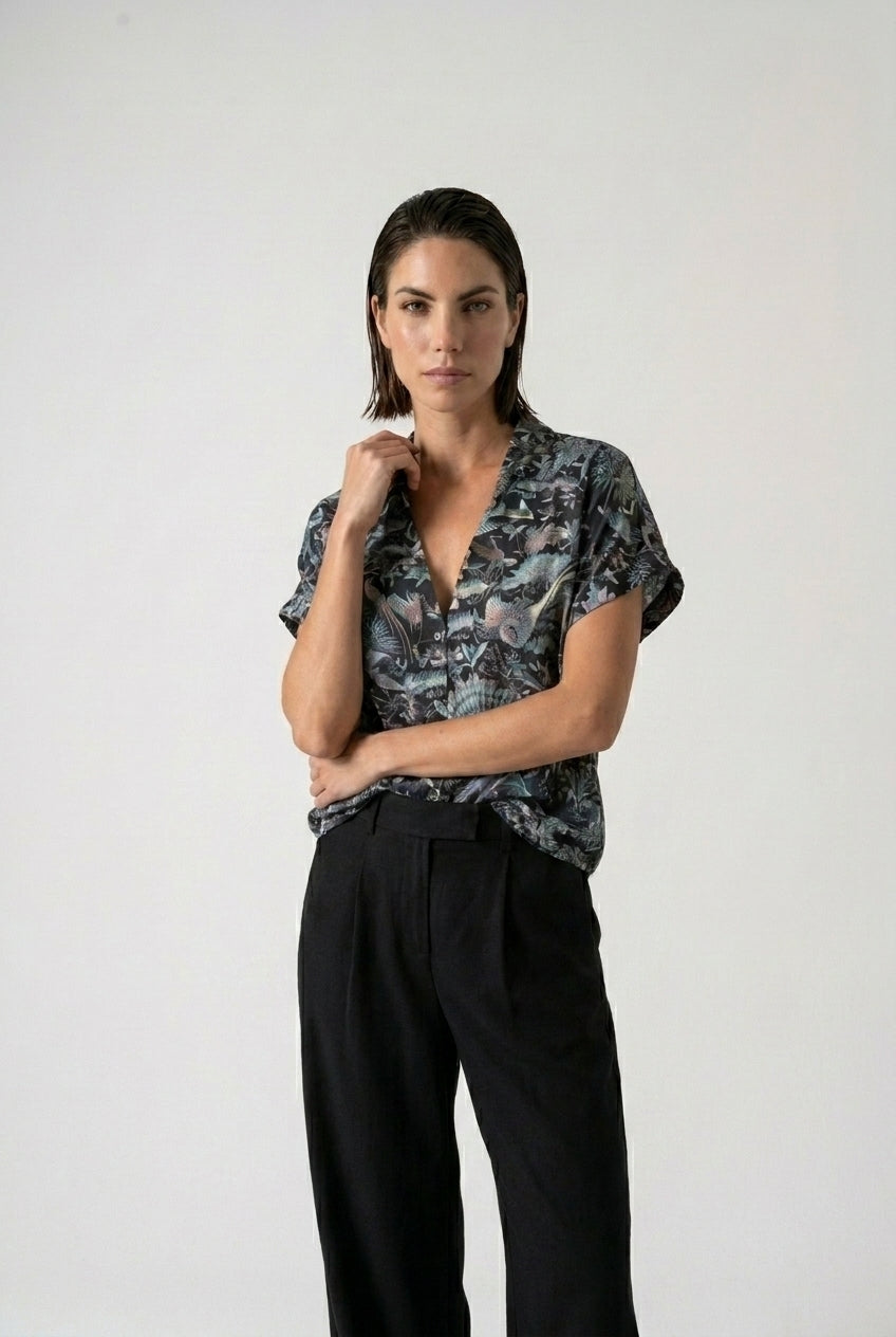 Collo Alto Top Najeon Print Luxmii