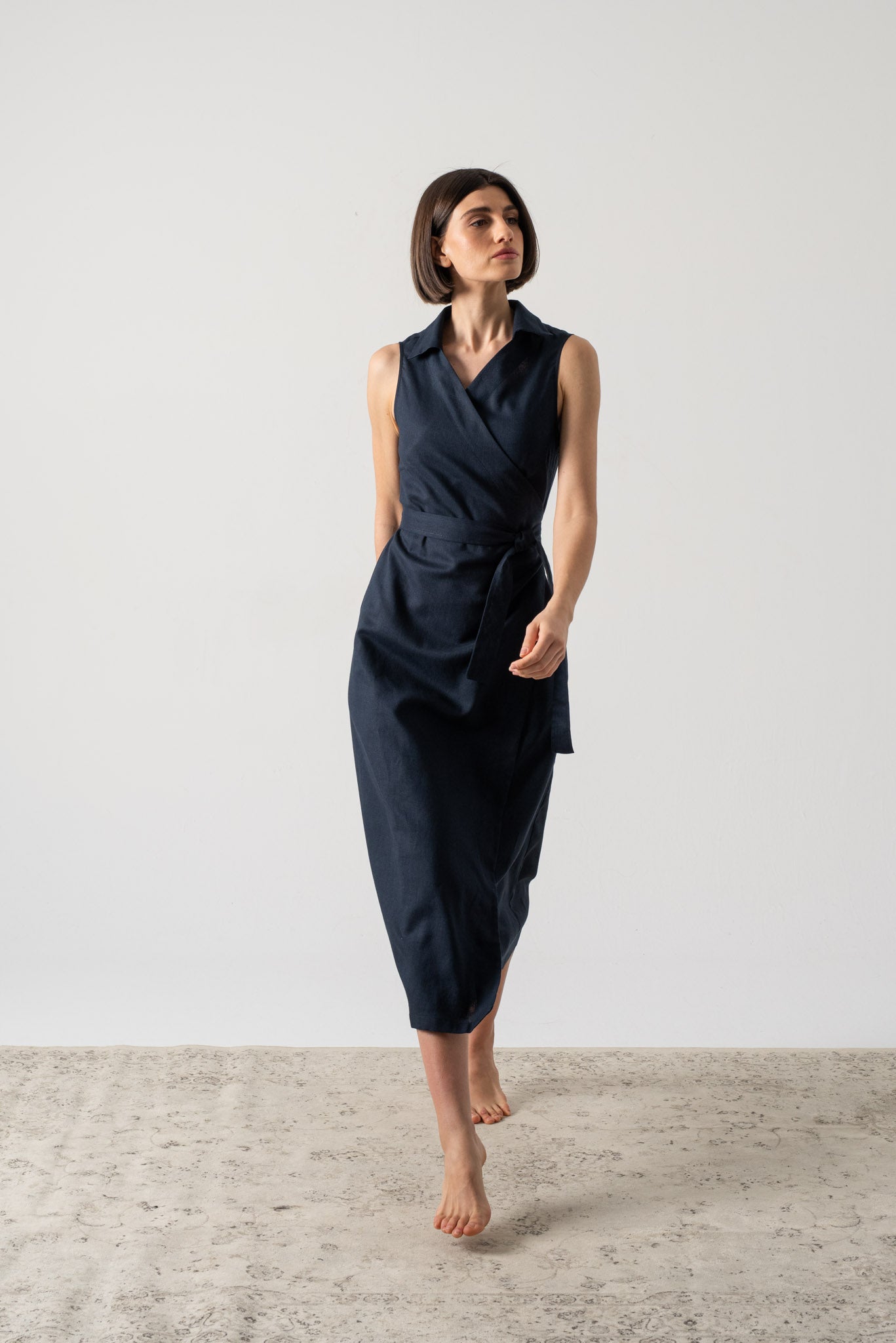Cora Wrap Dress Navy Luxmii