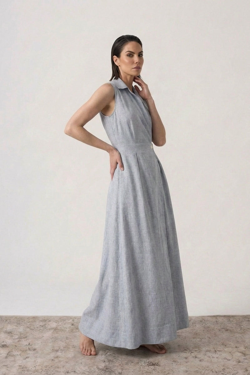 Dante Maxi Dress French Blue Stripe Luxmii