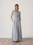 Halvar Sleeveless Maxi Dress French Blue Stripe Luxmii