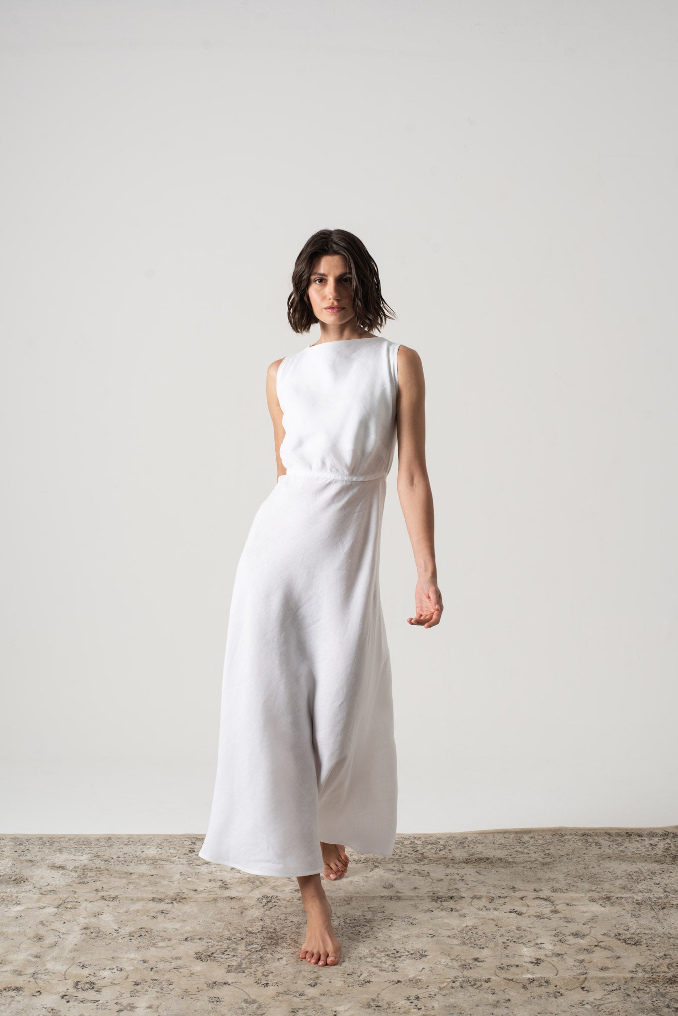 Linen midi dress uk hotsell