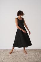 Ionia Linen Midi Dress Black Luxmii