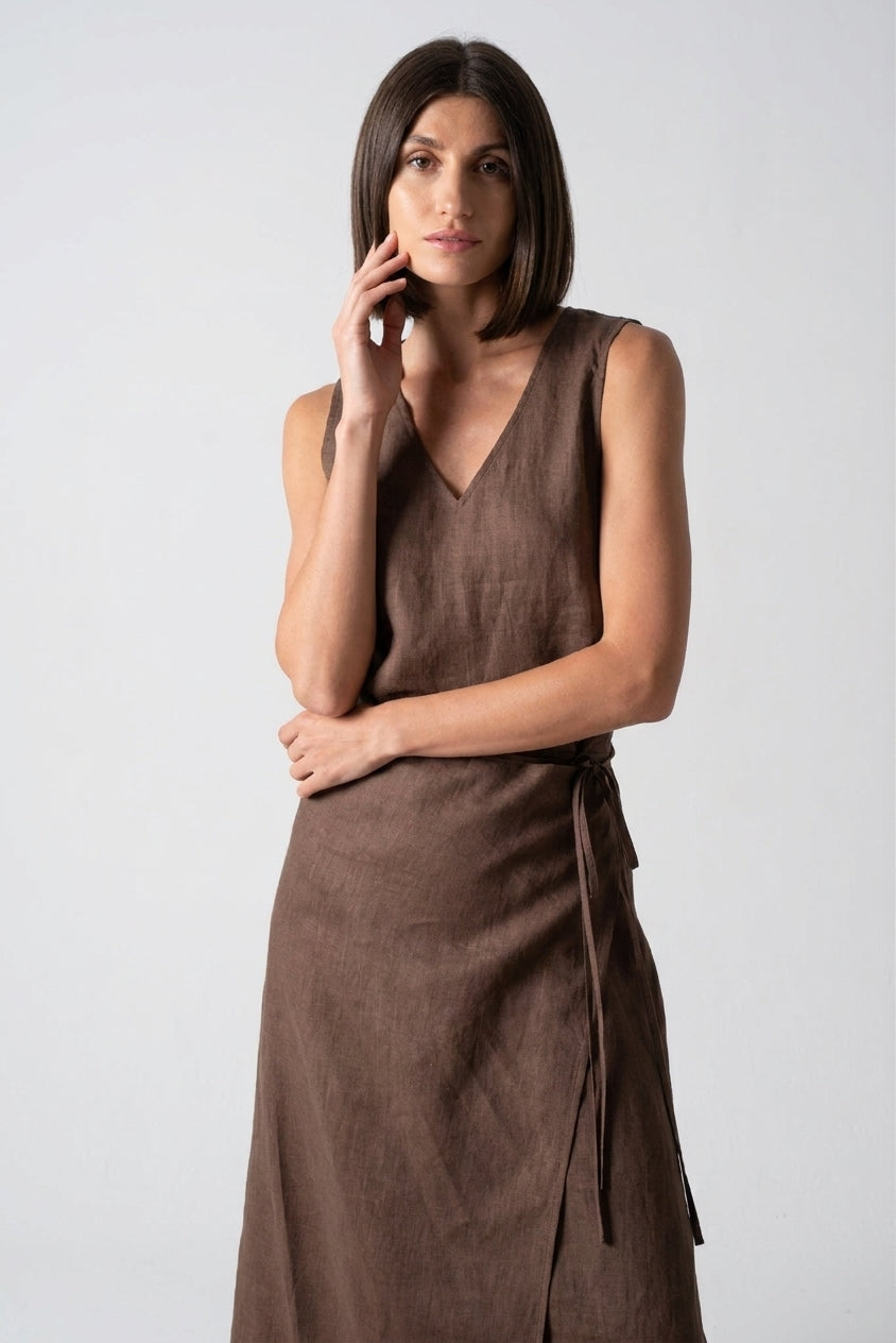 Isadora Wrap Dress Cocoa Luxmii