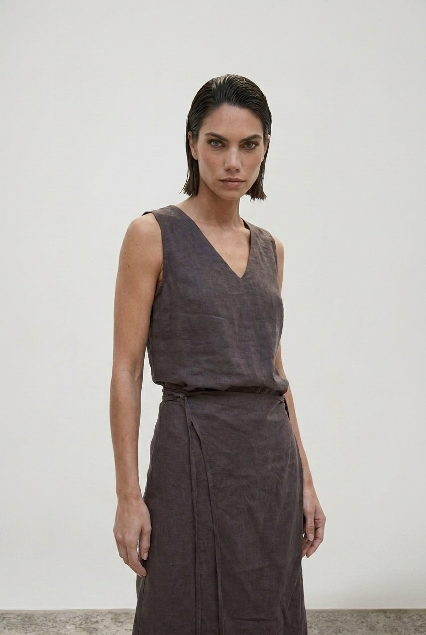 Isadora Wrap Dress Cocoa Luxmii