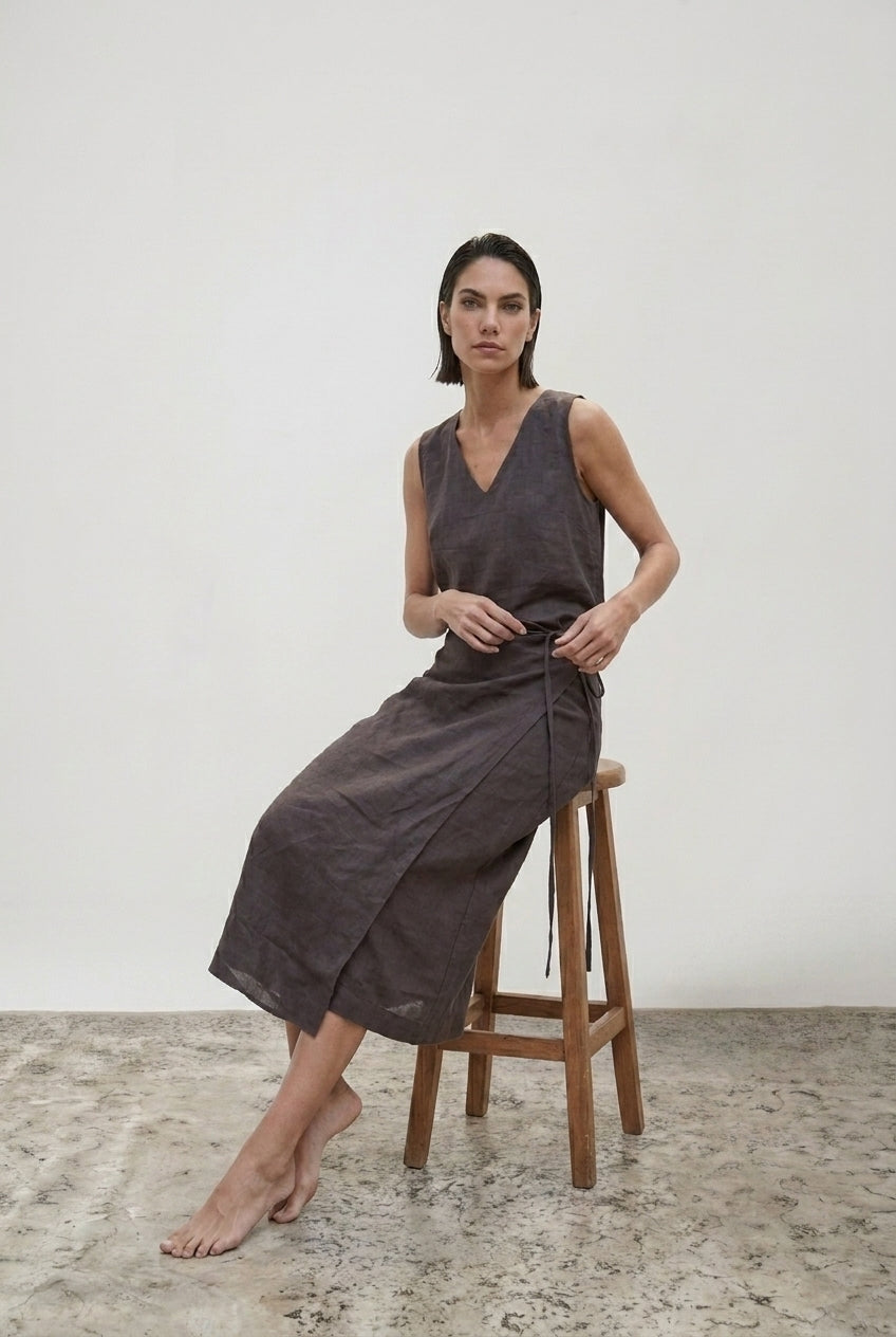 Isadora Wrap Dress Cocoa Luxmii