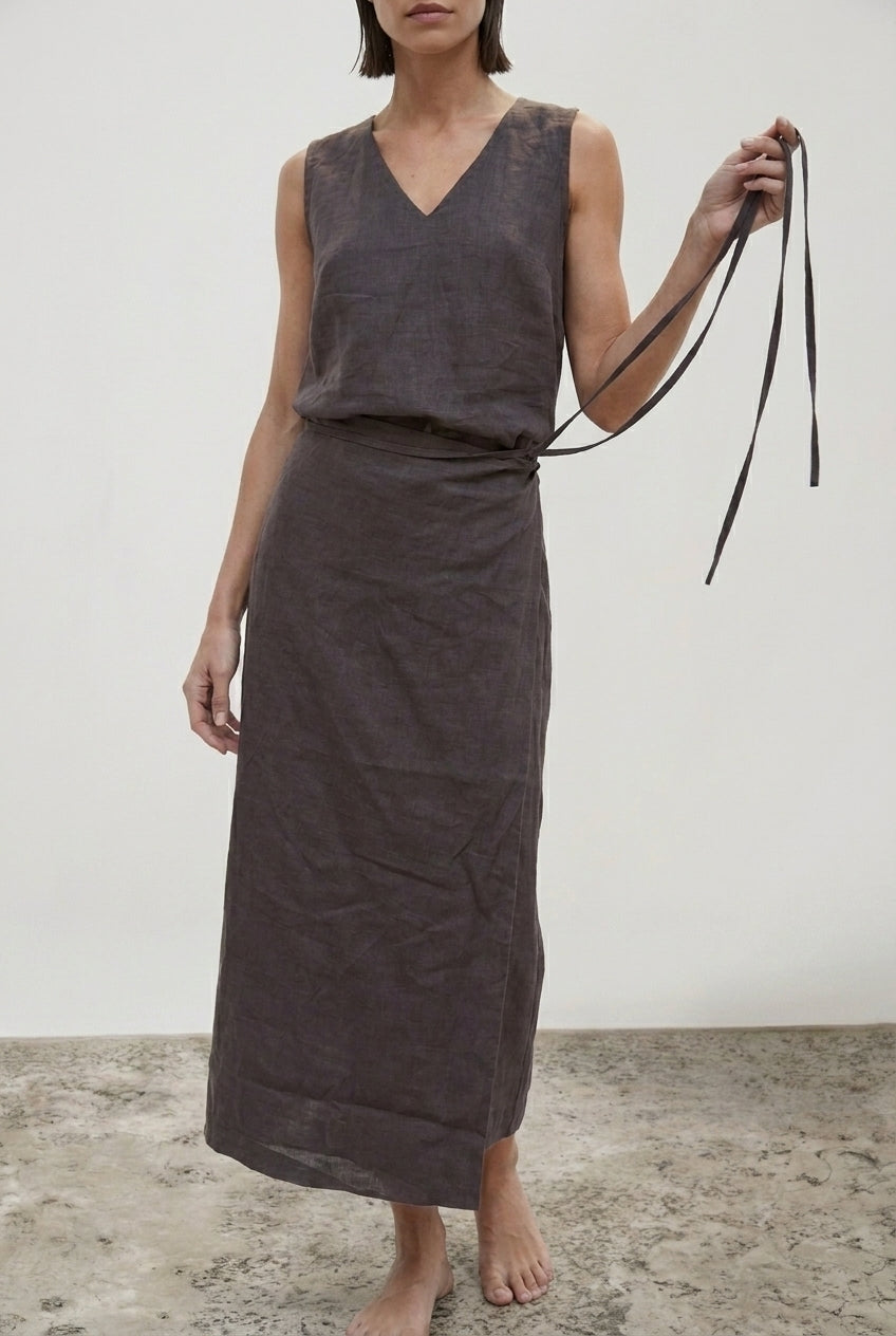 Isadora Wrap Dress Cocoa Luxmii