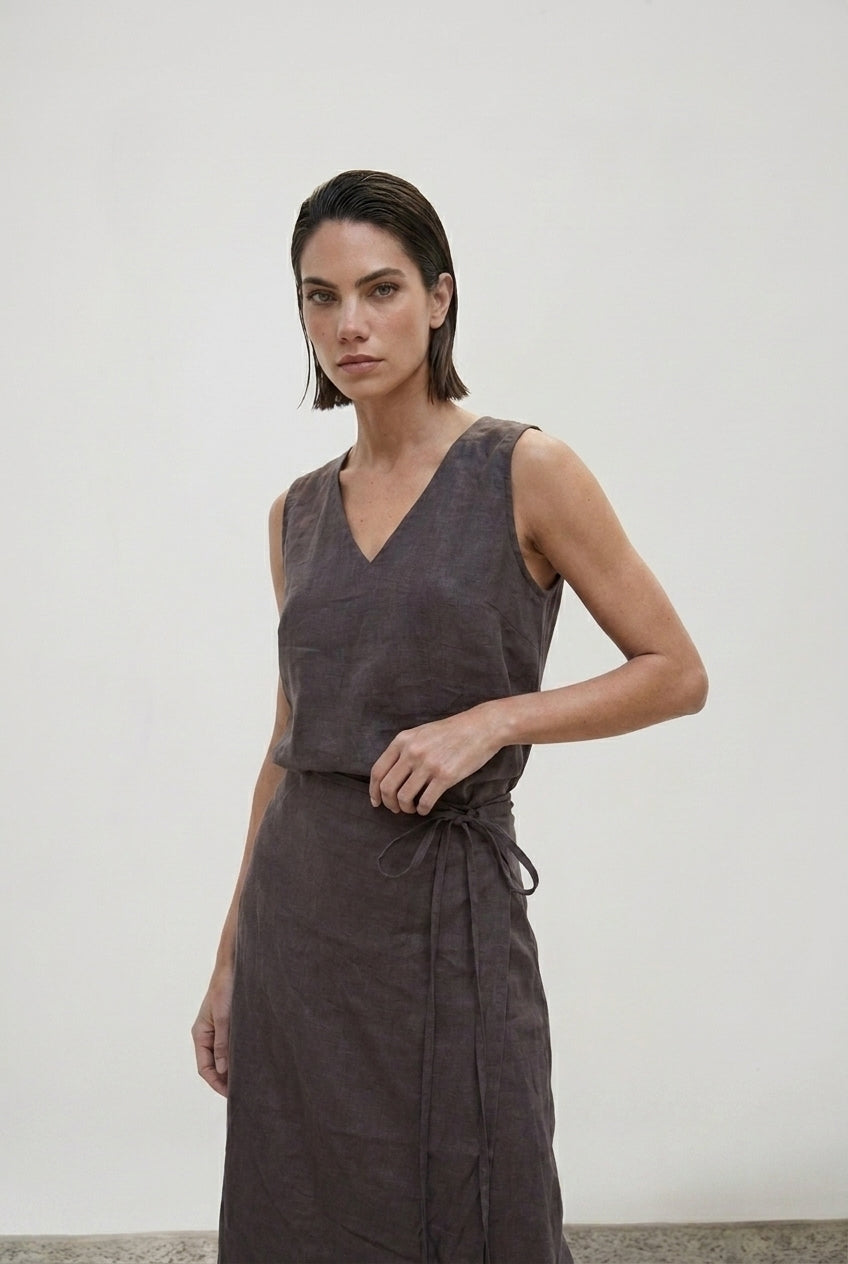 Isadora Wrap Dress Cocoa Luxmii