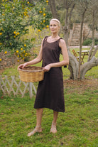 Jakob Linen Slip Dress Brown Espresso Luxmii