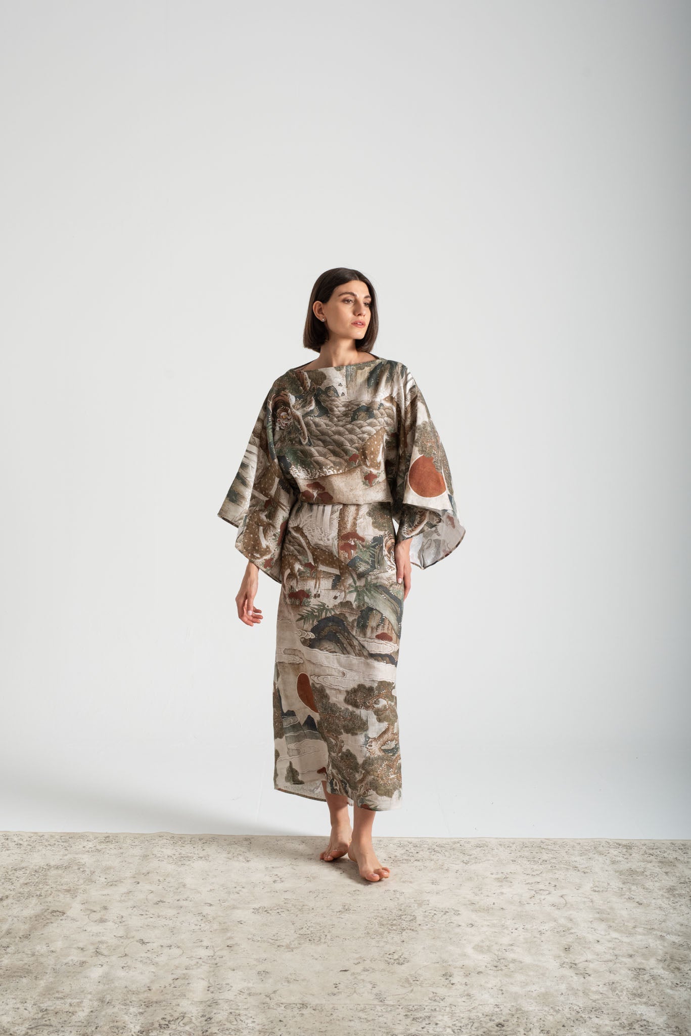 Kimonos Dress Minhwa Print Luxmii