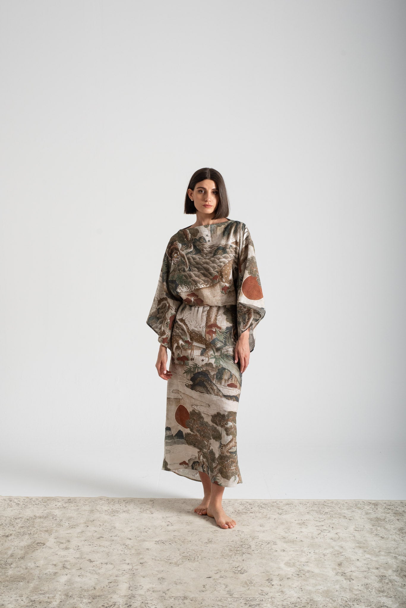Kimonos Dress Minhwa Print Luxmii