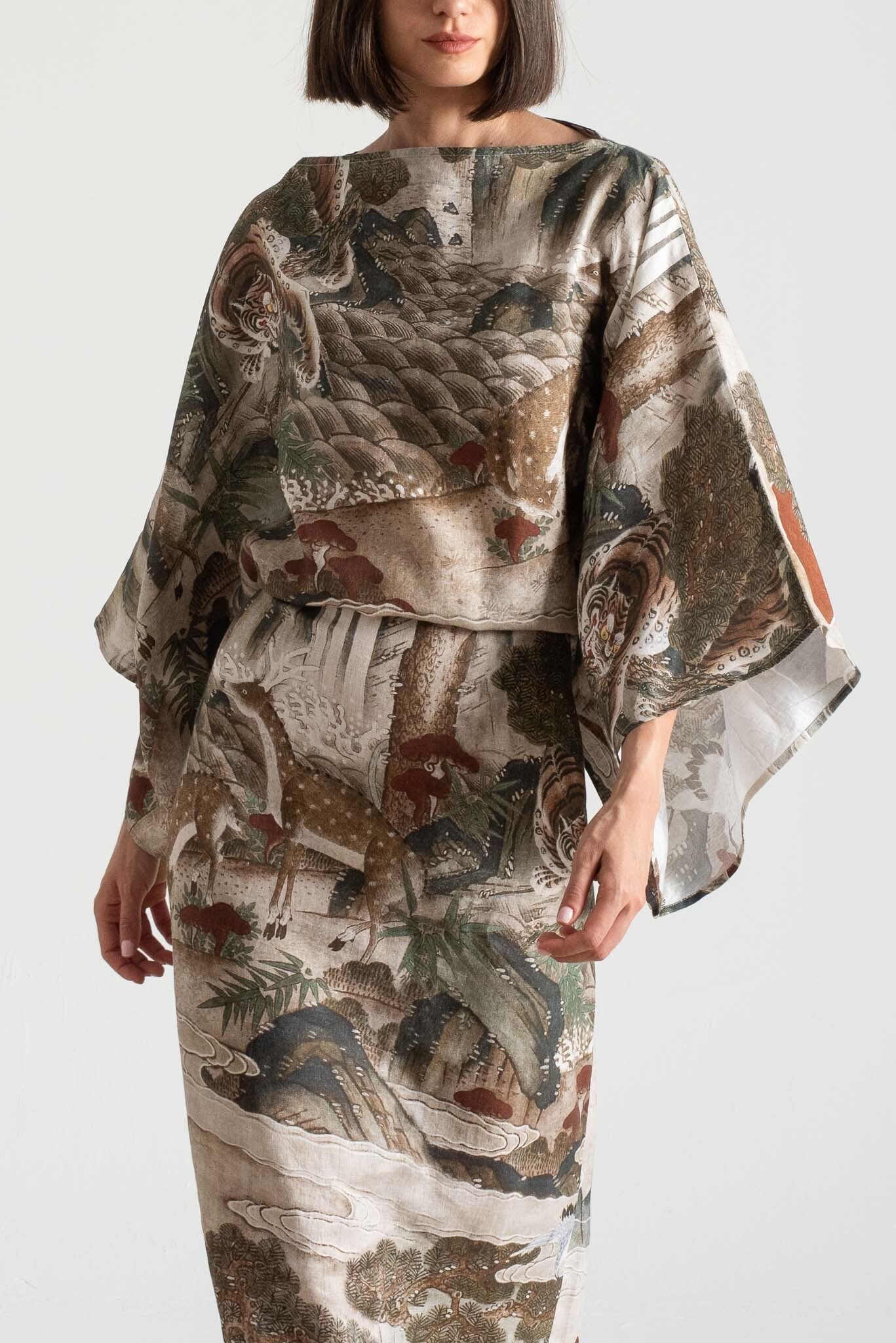 Kimonos Dress Minhwa Print Luxmii