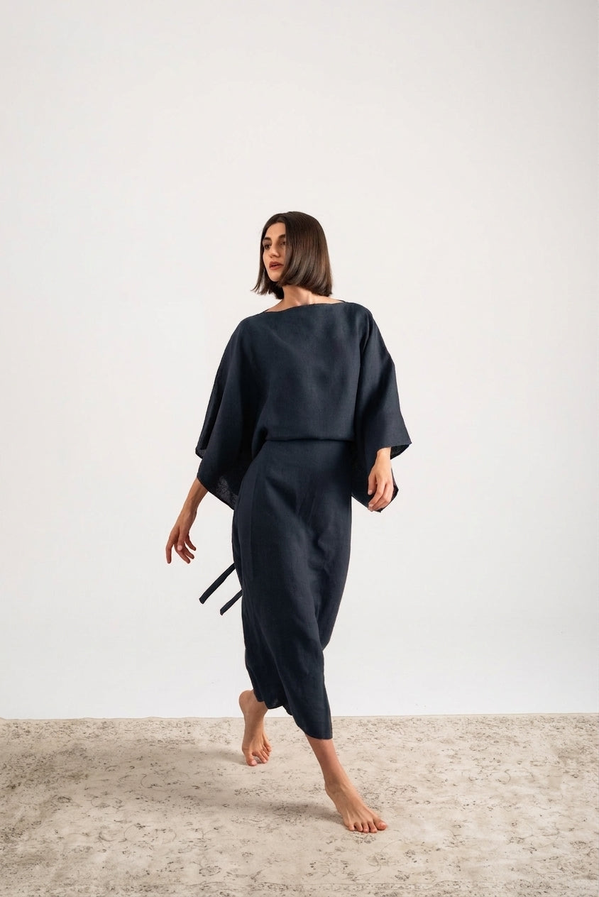 Kimonos Dress Navy Luxmii